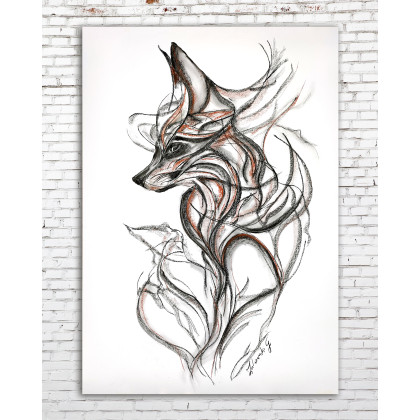 fox, Grzegorz Zalewski, rysunek węglem