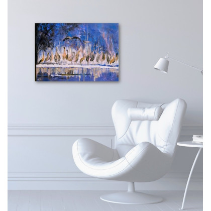 Ewa Mościszko - obrazy akryl - Żurawie manewry,  obraz akrylowy na płótnie 70x50x2 cm foto #2