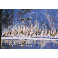 Żurawie manewry,  obraz akrylowy na płótnie 70x50x2 cm