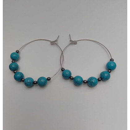 unikatart - kolczyki  - Kolczyki Koła Howlit De Lux Turkus foto #2