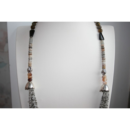 Katarzyna Gątkiewicz - korale,naszyjniki - Naszyjnik z drobnych koralików szklanych jaspisu i agatu foto #1