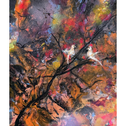 Nasze Randez-Vous,  obraz akrylowy na płótnie,  24x30x1 cm, Ewa Mościszko, obrazy akryl