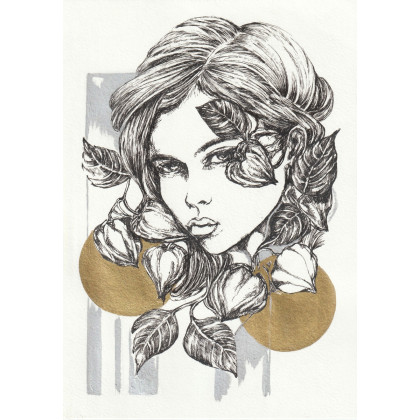 Jesienne nostalgie, Jolanta Frankiewicz, rysunek tuszem