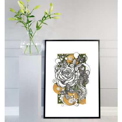 Jolanta Frankiewicz - rysunek tuszem - Tajemniczy ogród 1 - Unikatowy rysunek A4 foto #2