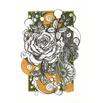 Jolanta Frankiewicz - rysunek tuszem - Tajemniczy ogród 1 - Unikatowy rysunek A4 foto #3