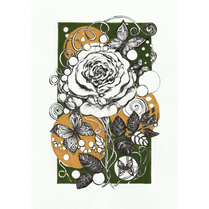 Jolanta Frankiewicz - rysunek tuszem - Tajemniczy ogród 2 - Unikatowy rysunek A4 foto #2