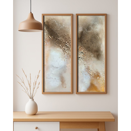 Małgorzata Kąkol - obrazy tech. mieszana - Mlekiem i Miodem I 2x30x80 cm I dyptyk foto #1