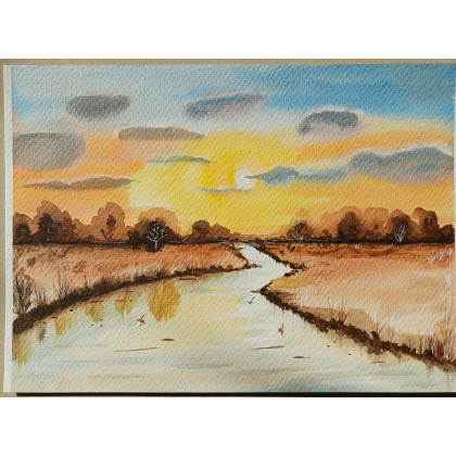 Beata Rudecka - obrazy akwarela - Akwarela Akwarelka Obraz pt: Zachód słońca 210 x 297mm foto #2