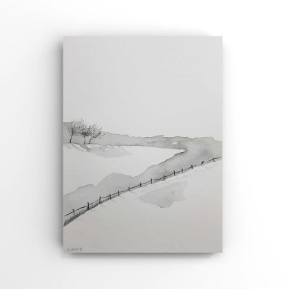 Zima -  akwarela formatu 32/24 cm, Paulina Lebida, obrazy akwarela