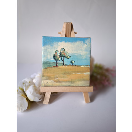 Nadia Siemek - obrazy akryl - Miniaturowy pejzaż, drzewa foto #1