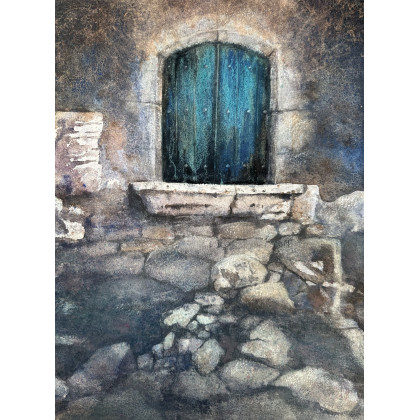 Turkusowe (40x50 cm), Krystyna Nowak, obrazy akwarela