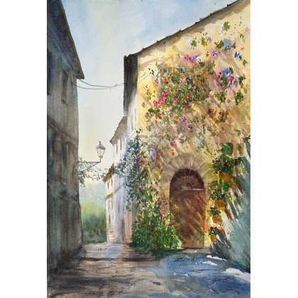 Włoskie klimaty (50x70 cm), Krystyna Nowak, obrazy akwarela