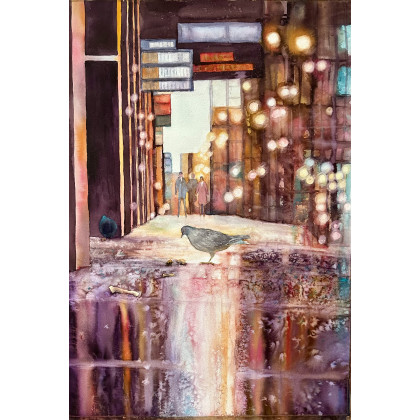 Gorączka wielkiego miasta (50x70 cm), Krystyna Nowak, obrazy akwarela