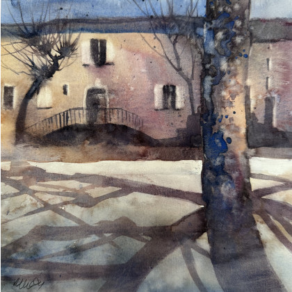 Platan (25x25 cm), Krystyna Nowak, obrazy akwarela