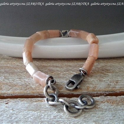 szarotka - bransoletki - PEACH MOUSSE bransoletka z kamienia słonecznego i srebra foto #2
