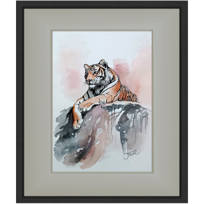 Joanna Tomczyk - obrazy akwarela - Tygrysie obserwacje, Akwarela 32x24 cm foto #4