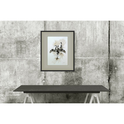 Joanna Tomczyk - obrazy akwarela - Żurawia rodzinka, Akwarela 32 x 24 cm foto #1