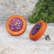 Drewniane pomarańczowe kolczyki sztyfty z druzami boho #5