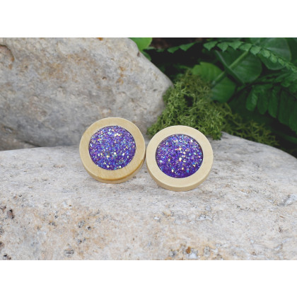 Witchcraft Apparel - kolczyki  - Drewniane kolczyki sztyfty z druzami boho #11 foto #1
