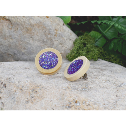 Witchcraft Apparel - kolczyki  - Drewniane kolczyki sztyfty z druzami boho #11 foto #3