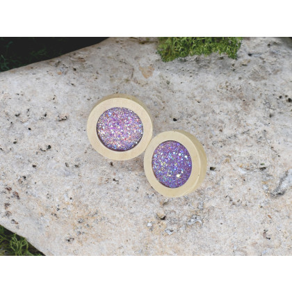 Witchcraft Apparel - kolczyki  - Drewniane kolczyki sztyfty z druzami boho #12 foto #2