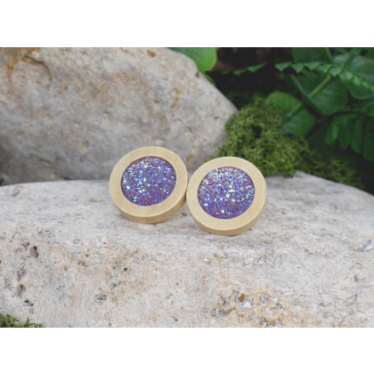 Witchcraft Apparel - kolczyki  - Drewniane kolczyki sztyfty z druzami boho #12 foto #3