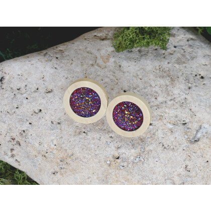 Witchcraft Apparel - kolczyki  - Drewniane kolczyki sztyfty z druzami boho #13 foto #2