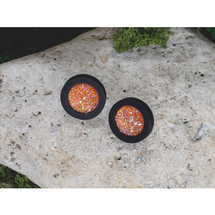 Witchcraft Apparel - kolczyki  - Drewniane czarne kolczyki sztyfty z druzami boho #19 foto #2