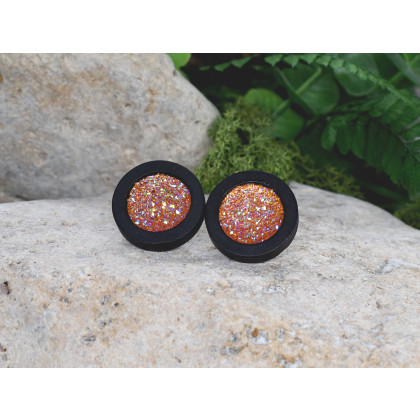 Witchcraft Apparel - kolczyki  - Drewniane czarne kolczyki sztyfty z druzami boho #19 foto #3
