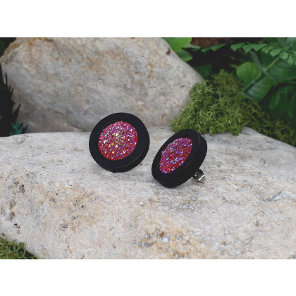 Witchcraft Apparel - kolczyki  - Drewniane czarne kolczyki sztyfty z druzami boho #20 foto #1