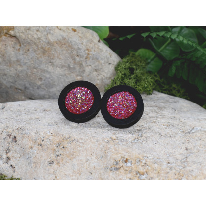 Witchcraft Apparel - kolczyki  - Drewniane czarne kolczyki sztyfty z druzami boho #20 foto #2