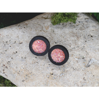 Witchcraft Apparel - kolczyki  - Drewniane czarne kolczyki sztyfty z druzami boho #21 foto #2