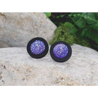 Witchcraft Apparel - kolczyki  - Drewniane czarne kolczyki sztyfty z druzami boho #22 foto #1