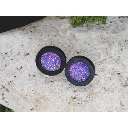 Witchcraft Apparel - kolczyki  - Drewniane czarne kolczyki sztyfty z druzami boho #22 foto #3