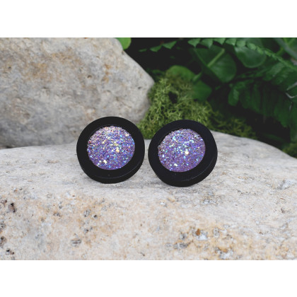 Witchcraft Apparel - kolczyki  - Drewniane czarne kolczyki sztyfty z druzami boho #23 foto #1