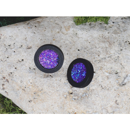 Witchcraft Apparel - kolczyki  - Drewniane czarne kolczyki sztyfty z druzami boho #26 foto #2