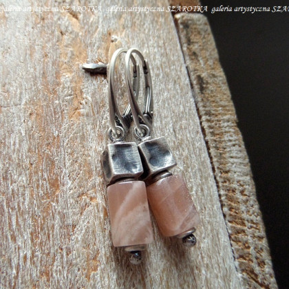 PEACH MOUSSE kolczyki z kamienia słonecznego i srebra, szarotka, kolczyki 