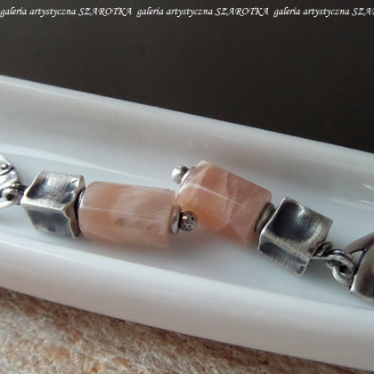 szarotka - kolczyki  - PEACH MOUSSE kolczyki z kamienia słonecznego i srebra foto #1