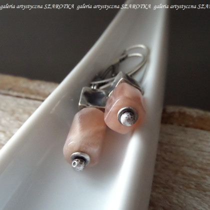 szarotka - kolczyki  - PEACH MOUSSE kolczyki z kamienia słonecznego i srebra foto #3