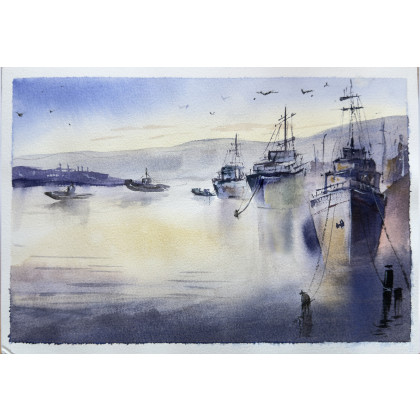 Yunona Kucherevska - obrazy akwarela - Akwarela Port foto #1
