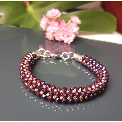 Bransoletka Burgund Snake, unikatart, korale,naszyjniki