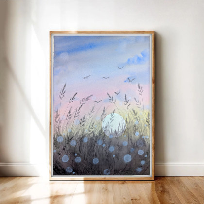 Akwarela A3. Łąka, Małgorzata Domańska ART, obrazy akwarela