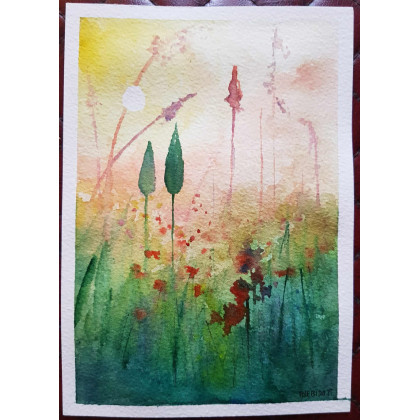 Paulina Lebida - obrazy akwarela - Łąka-  akwarela formatu A5 foto #2