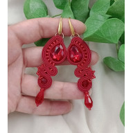 Kolczyki soutache bordowe, bordowe klipsy, bordowe kolczyki sutasz
