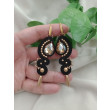 Kolczyki soutache czarne złote, czarne klipsy, długie kolczyki sutasz