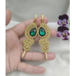 Kolczyki soutache Emerald, złote klipsy, szmaragdowe kolczyki sutasz