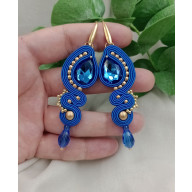 Kolczyki soutache niebieskie, kobaltowe klipsy, szafirowe kolczyki sutasz