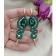 Kolczyki soutache Emerald, butelkowe zielone klipsy, szmaragdowe kolczyki sutasz