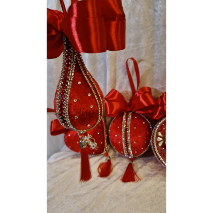 Sandra Sójka - dekory wiszące - Czerwony zestaw bombki biżuteryjne 2025 foto #1