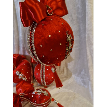 Sandra Sójka - dekory wiszące - Czerwony zestaw bombki biżuteryjne 2025 foto #3